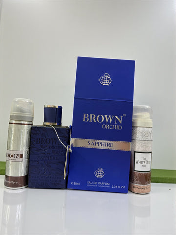 Brown Orchid Sapphire by Fragrance World 80 ML with 2 gifts (allow to open)
