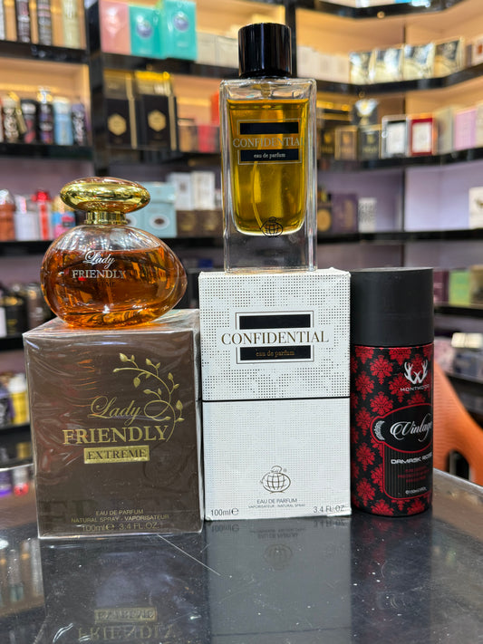 Bari Eid Bari offer 3 luxury perfumes with free cash delivery friendly confidential mountwood (allow to open)