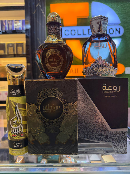 Swiss arabian 2 fragrances Rawa Awatif one spray gift (allow to open)
