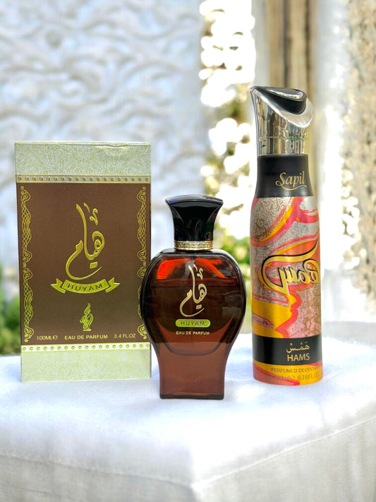 Huyam Eau de Parfum 100ml – Includes 2 Free Body Sprays (Allow to Open)