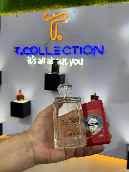 Essencia Evidenc Perfume by Fragrance world with body spray Gift (Allow to open)