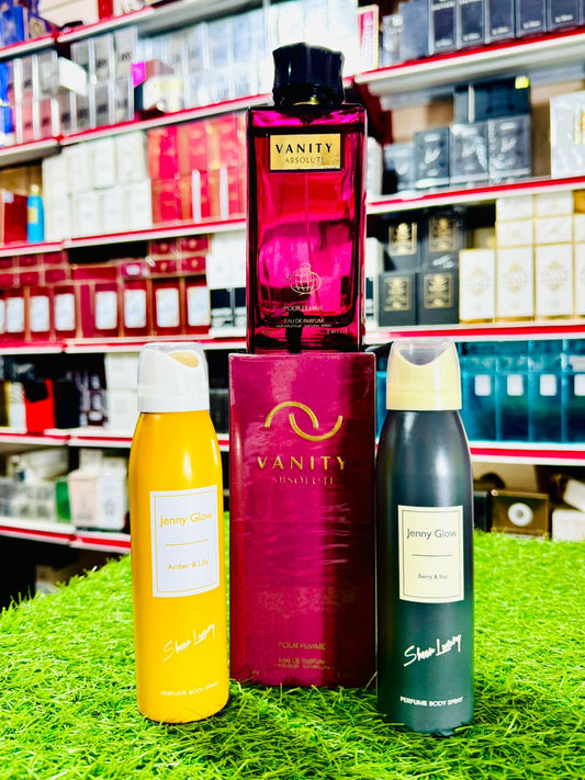 Vanity absolute perfume by fragrance wolrd 2 body spray gift (allow to open)